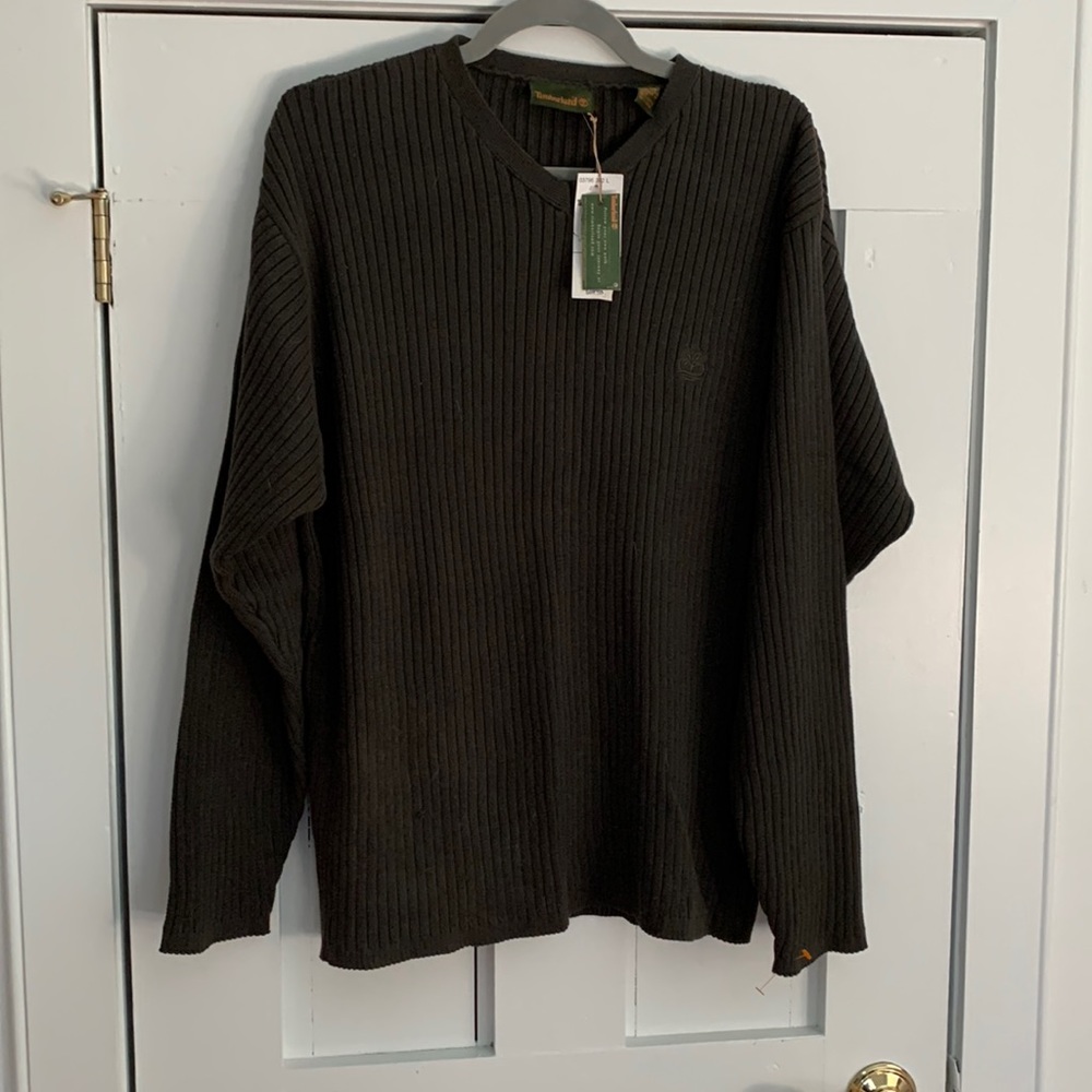 NWT Mens Timberland size L Greige Sweater V neck